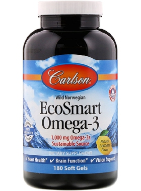 美国品牌Carlson Labs 野生挪威鱼油DHA/EPA 1000mg/180粒