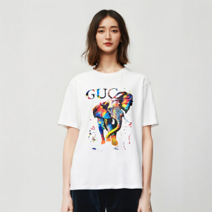 潮牌高端百搭半袖 新款 上衣潮ins女 t恤男2025夏季 欧货彩绘印花短袖