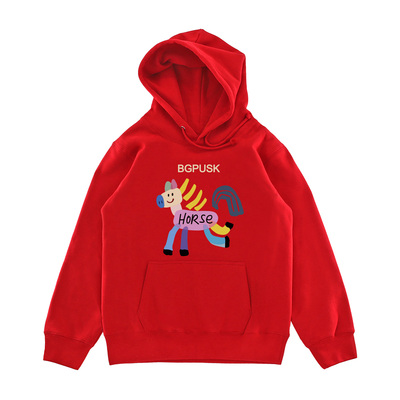 BGPUSK马年本命年系列美式chic卫衣女秋冬新款连帽加绒外套衣服