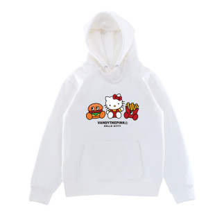 国内正品 外套女慵懒风古着 HelloKitty白色连帽卫衣可爱bf初秋长袖