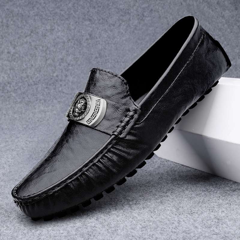 商务休闲潮镂空透气豆豆鞋男皮鞋