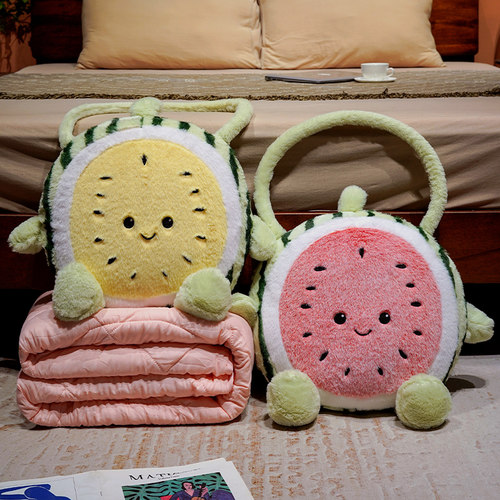 西瓜抱枕被子两用办公室折叠午睡车用睡觉枕头毯子二合一汽车靠枕
