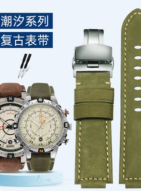 适配timex天美时潮汐复古表带T2N721/T2N720/TW2T76500真皮手表链