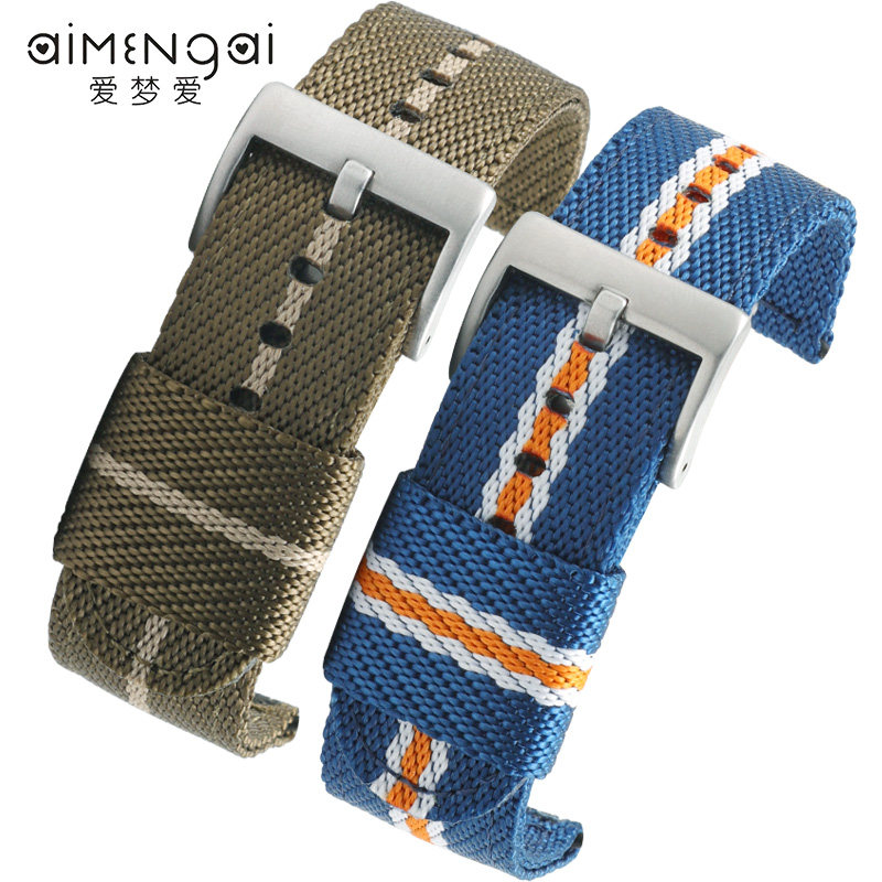 帆布尼龙表带男适用精工卡西欧西铁城阿玛尼天梭美度华为GT23表带