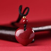 朱砂爱心吊坠项链紫金砂红心心形项链女爱心锁骨链桃心吊坠