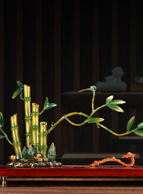 富竹吉祥纯铜摆件竹子如意装饰品高档家居开业办公室礼品一件代发