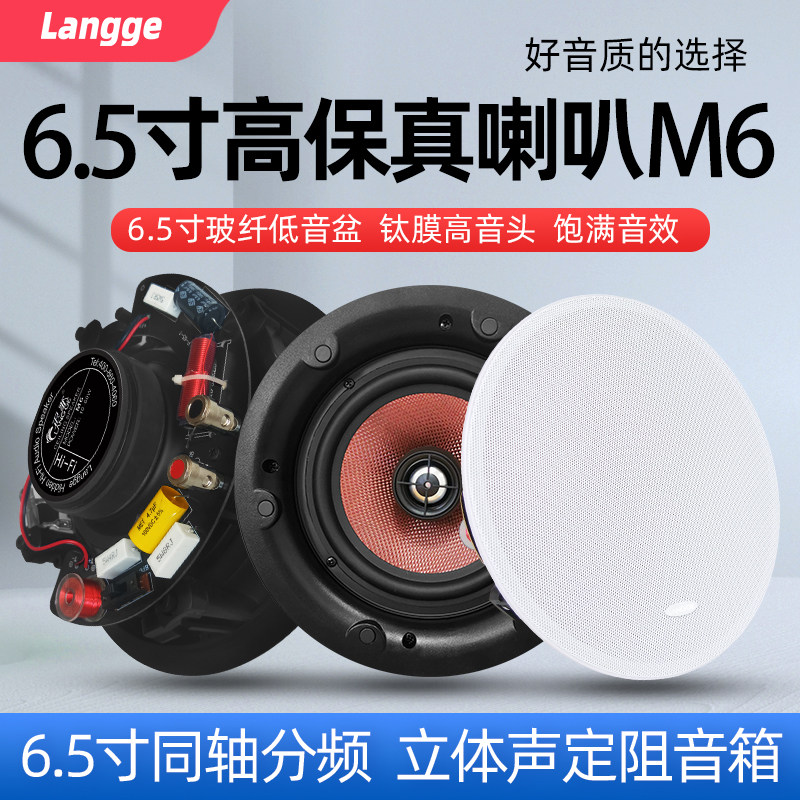 浪歌M6吸顶喇叭6.5同轴分频吊顶音响背景音乐环绕音箱8欧姆定阻