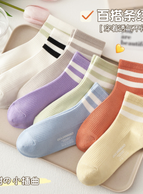 袜子女中短筒夏季薄款透气防臭无骨棉袜春秋款纱线黑白色女士短袜