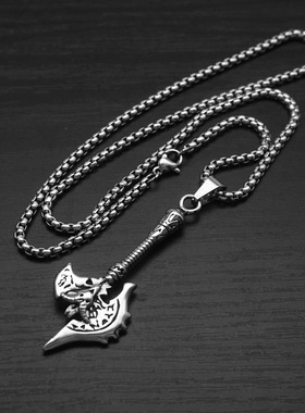 跨境吊坠项链钛钢维京斧头男战斧