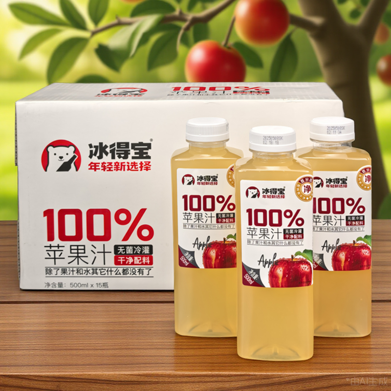 冰得宝100%苹果汁饮料果味饮品