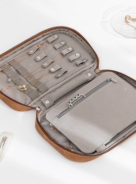 绒布珠宝首饰收纳包女旅行可携式大容量耳针耳环戒指项链收纳盒袋