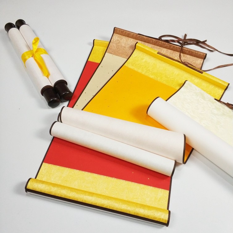 字画装裱空白卷轴圣旨轴定制批发迷你型空白青少年书法表演