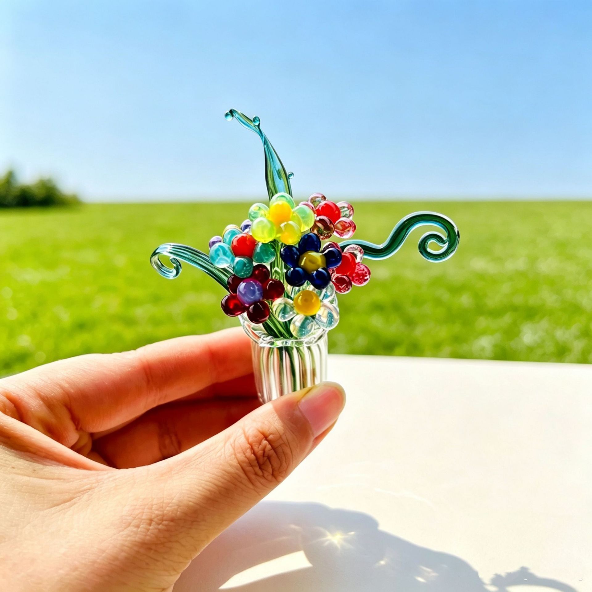 mini小花永生花瓶插花桌面摆件图片