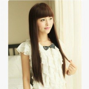 tf27新品 迷人性感伪娘CD变装蓬松修脸齐刘海长直发 逼真男女假发
