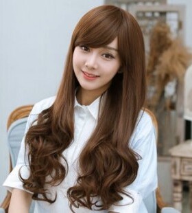 男女长假发片伪娘变装韩国逼真大波浪梨花卷斜刘海长卷发中分长发