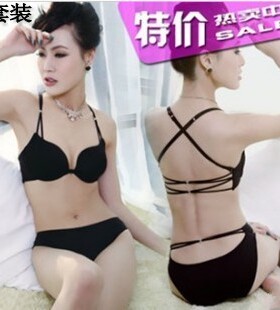 男士胸罩内衣胸衣 伪娘刘著变装交叉美背男女大码文胸套装含内裤