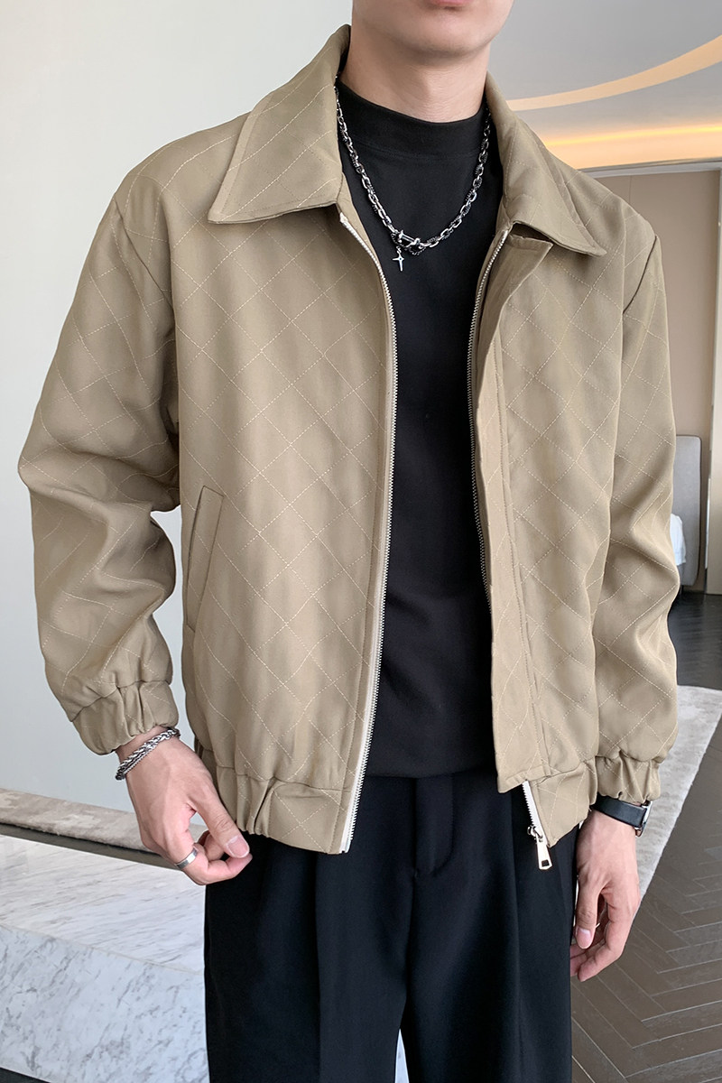 轻熟风春装绗线纯色翻领宽松休闲夹克外套B297-1801-P115控158,男装夹克,电商B297