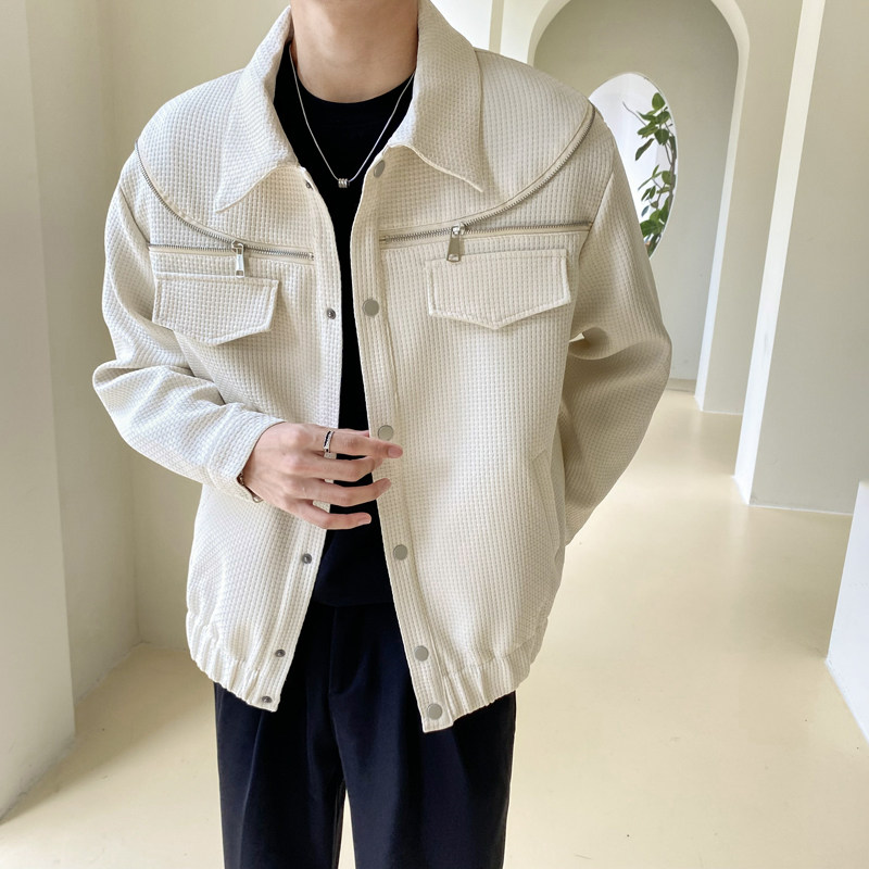 轻熟风纯色双拉链装饰夹克外套B297-303-P115,男装夹克,电商B297