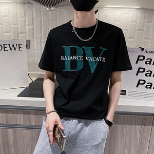 社会风纯色修身字母趣味印花休闲T恤上衣B297-216-P35控58图片