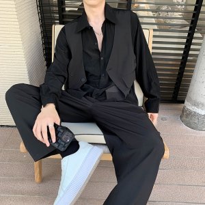 轻熟风纯色假两件马甲两件套装1 B297-291-特P108图片
