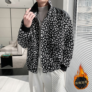 轻熟风冬季豹纹PU皮拼接加修身衣B297-1812-P138控178图片