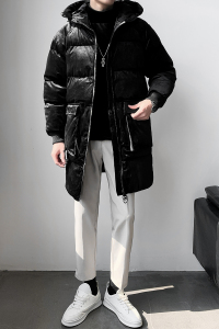 轻熟风现货金丝绒中长款连帽纯色衣外套B297-603-P150控198图片