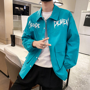 社会风春秋纯色长袖卡通印花宽松衬衫痞帅B297-186-P65控95图片
