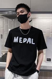 社会风纯色修身英文字母简约印花休闲T恤上衣B297-217-P35控58图片