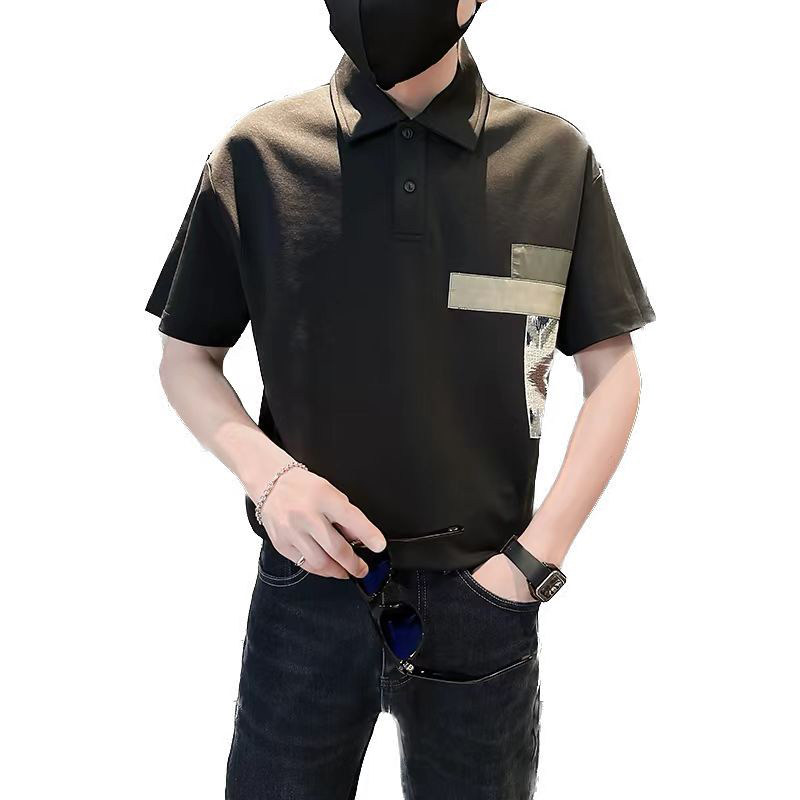 社会轻奢商务polo衫宽松贴布T恤6B297-322-P58,男装Polo衫,电商B297