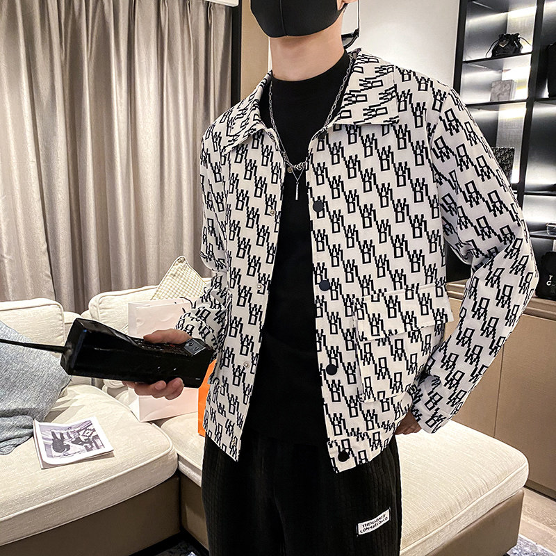 社会轻奢春秋修身字母单排扣长袖夹克B297-7735-P88控118图片