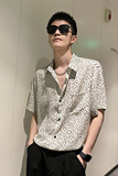 社会风宽松短袖直筒通勤碎花夏季衬衫B297-7773-P58控78，男装衬衫，电商B297