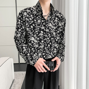 轻熟风秋装蝙蝠袖宽松垂坠碎花衬衫B297-2308-P58控78图片