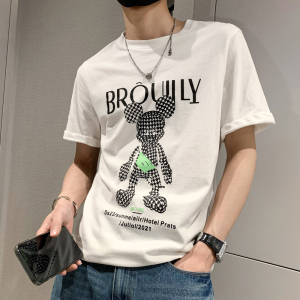 社会风纯色卡通印花圆领短袖T恤百搭B297-2103-P35控58图片