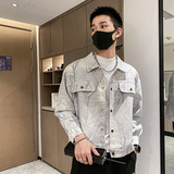 社会风春季工装树枝印花宽松牛仔夹克外套B297-7750-P115控159，男装夹克，电商B297