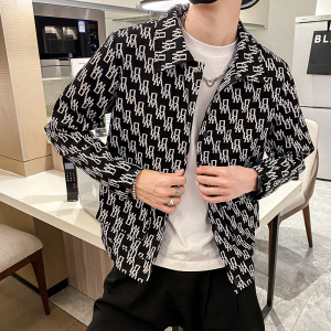 雅痞风春秋修身字母单排扣长袖夹克外套B297-7735-P88控118图片