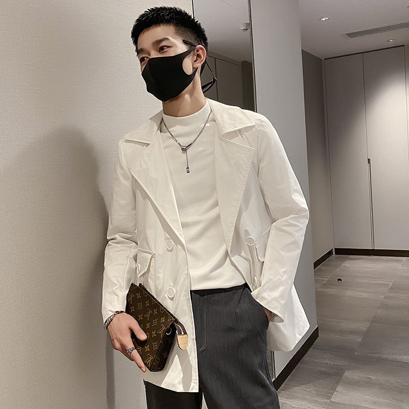 社会风春季纯色宽松西装领风衣夹克时尚配腰带B297-7707-P88控118图片