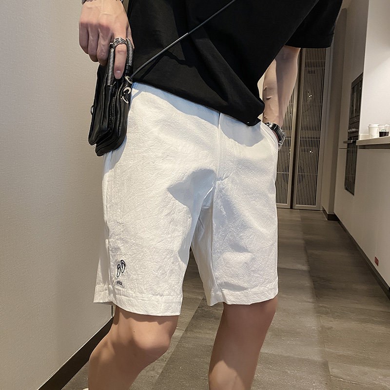社会风纯色刺绣修身短裤B297-160-特P45控68图片
