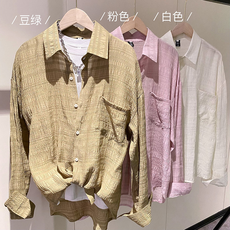 社会轻奢潮纯色高品质提花垂坠感痞帅衬衫上衣B297-2310-P60控88,男装衬衫,电商B297