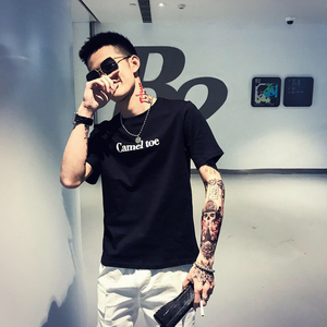 社会风夏款纯色字母印花短袖T恤上衣B297-108-P35图片