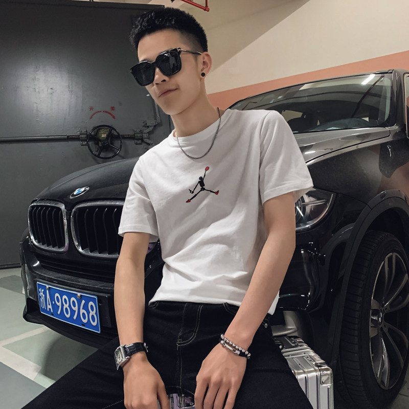 社会风夏款纯色修身圆领创意印花短袖T恤上衣B297-117-特P15控58,男装T恤,电商B297