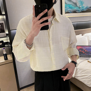 社会轻奢纯色高品质提花垂坠感痞帅衬衫寸衫B297-2310-P60控88图片
