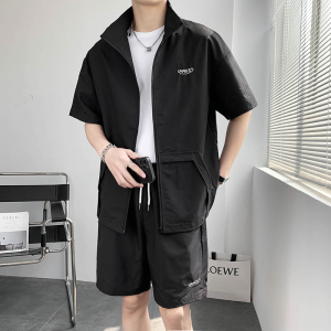 轻熟风纯色刺绣中袖短裤宽松两件套装B297-7727-P105控148图片