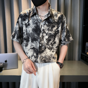 社会风现货潮牌设计感扎染夏威夷沙滩衬衫1B297-358-P45