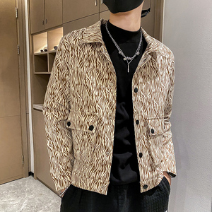 社会风春季斑马条纹休闲工装夹克外套B297-7751-P88控118图片