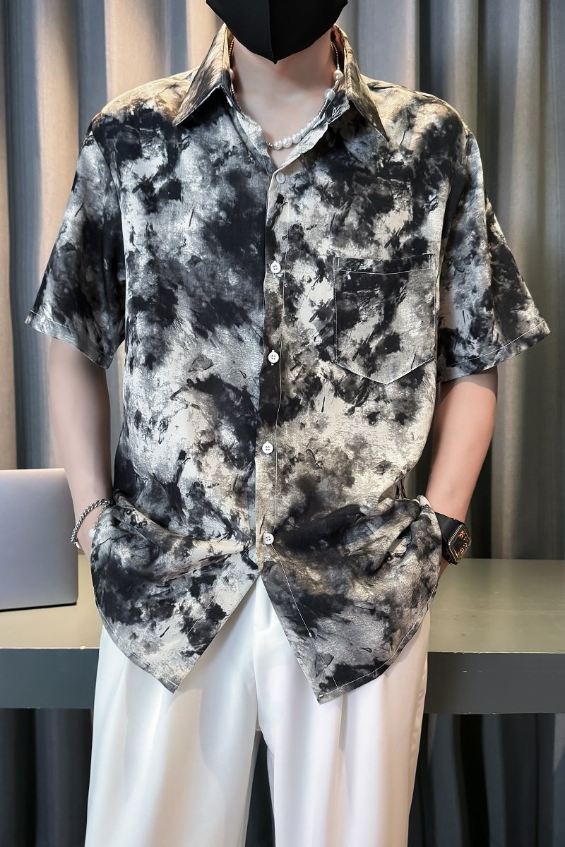 社会风潮牌设计感扎染夏威夷沙滩衬衫5B297-358-P45,男装衬衫,电商B297