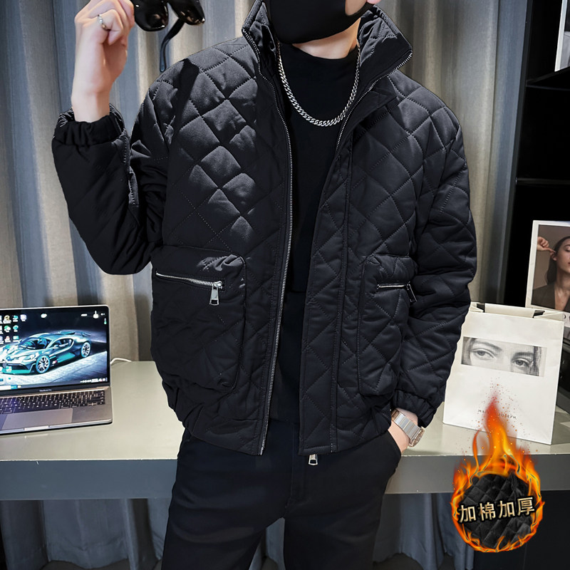 社会轻奢冬季纯色立体口袋绗线加棉棉衣痞帅B297-1810-P135,男装棉衣,电商B297