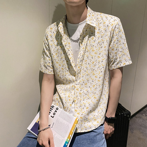 社会轻奢小碎花夏季休闲短袖衬衫潮牌B297-7775-P53控78图片