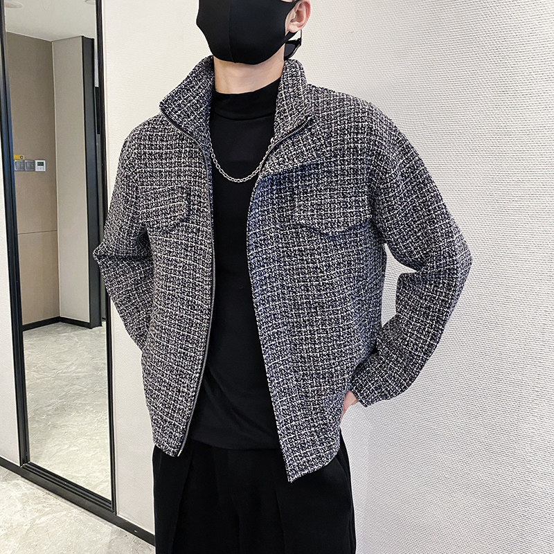 社会轻奢春秋香风粗纺尼翻领夹克外套B297-7768-P110控148图片