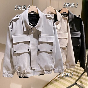 社会轻奢现货纯色独立口袋痞帅潮牌夹克B297-2303-P115控149图片