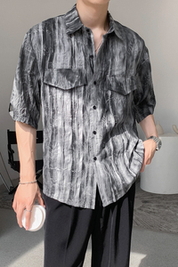 社会轻奢高级扎染宽松防晒半袖衬衫3 B297-1820-P60图片